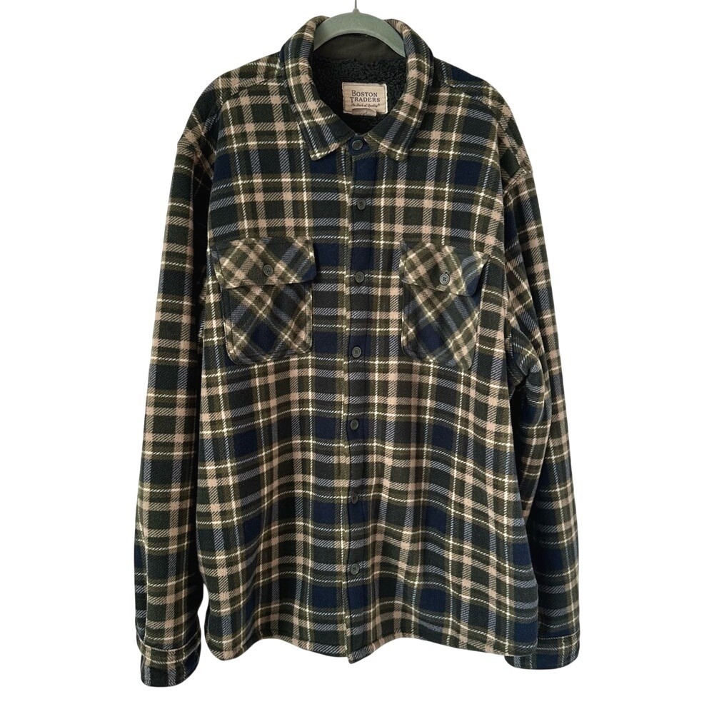 3/$20💥 Boston‎ Traders Mens Flannel Shirt Jacket Lined Button Workwear Gorpcore